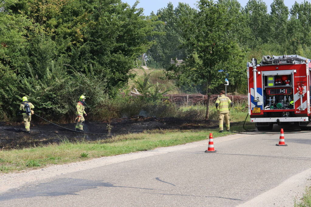Stuk berm verwoest vanwege brand