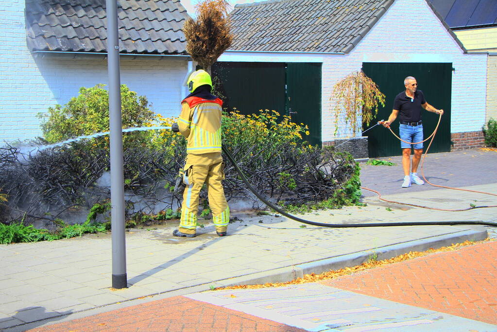 Bewoners blussen mee bij brand groenperk