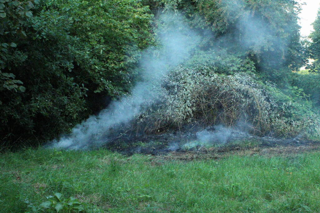 Brandweer blust brandende struiken