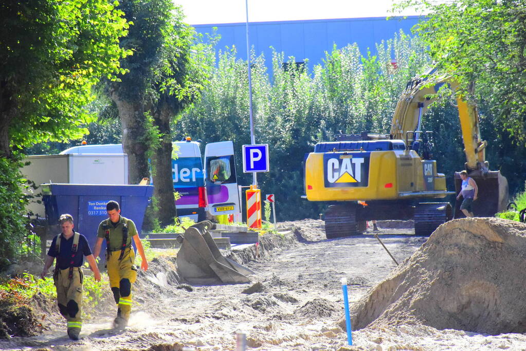Gasleiding geraakt bij graafwerkzaamheden