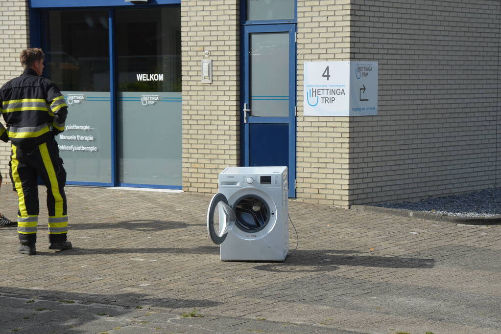 Wasmachine in brand bij fysio