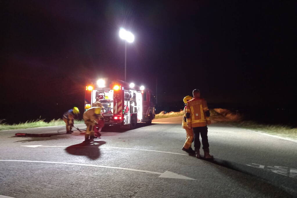 Flink stuk riet verbrand
