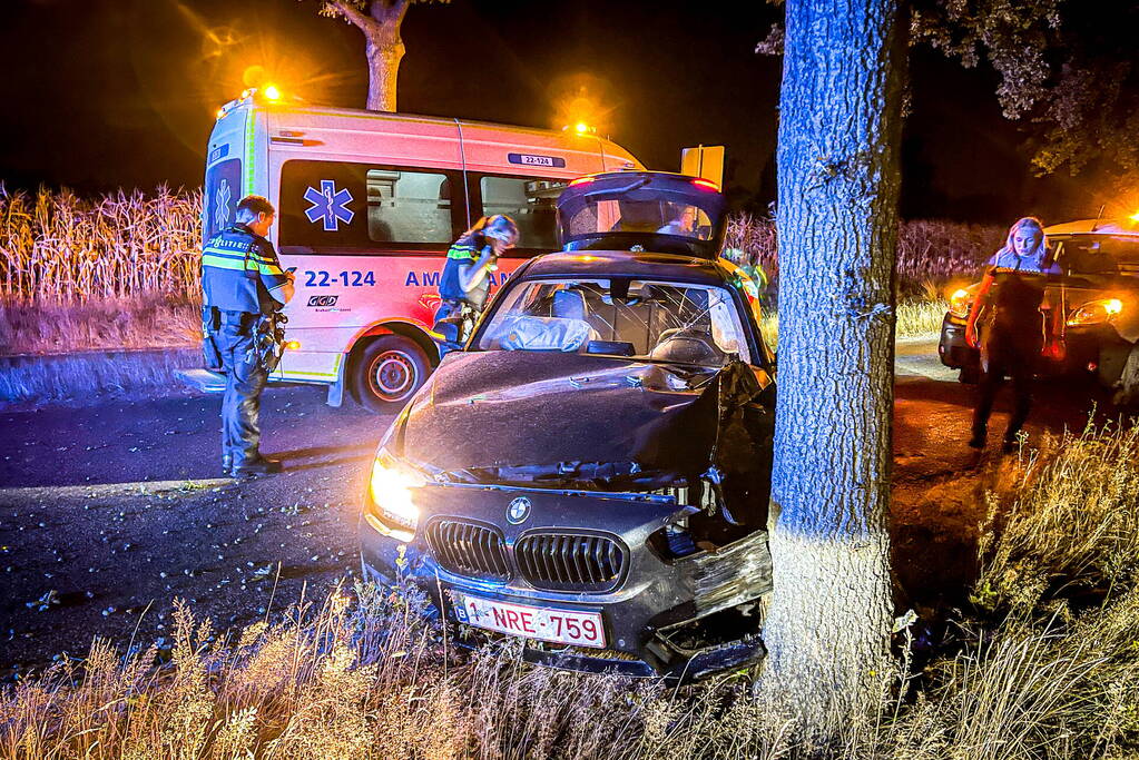 Bestuurster botst met auto tegen boom