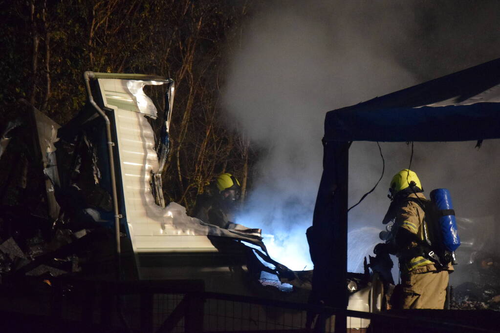 Stacaravan volledig uitgebrand op camping