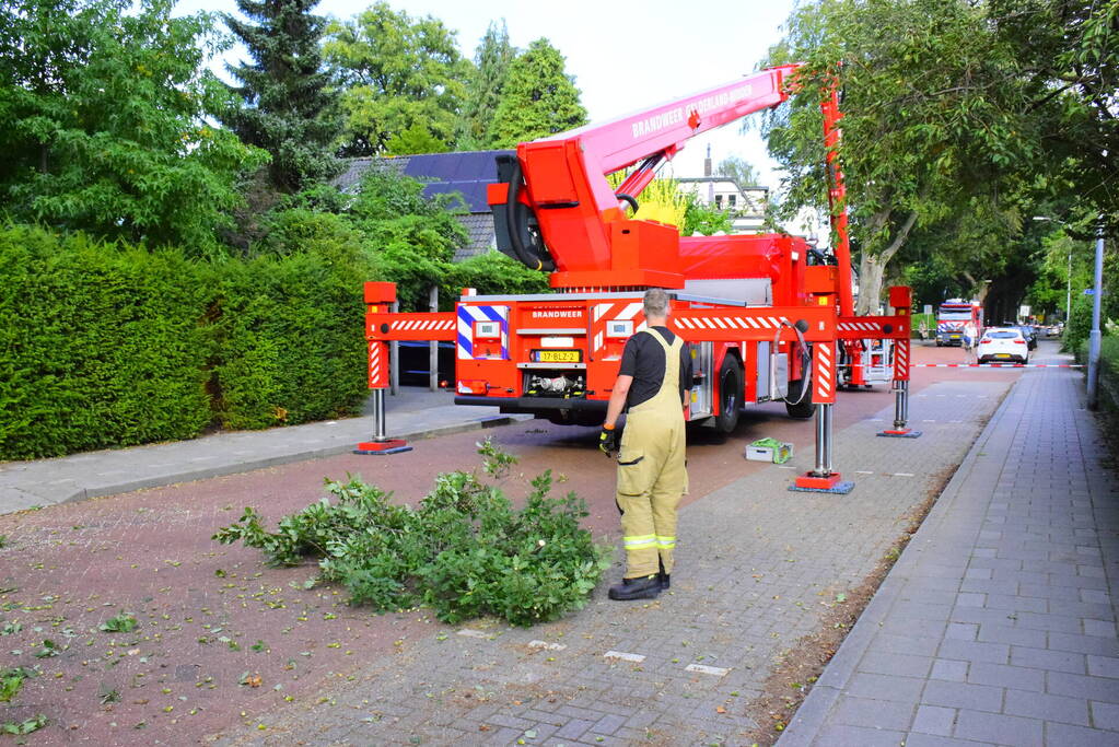 Brandweer ingezet voor gevaarlijk hangende tak