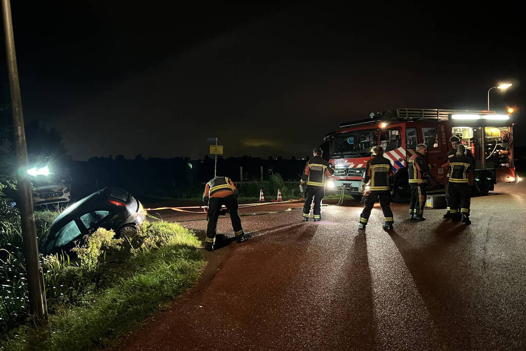 Bestuurder mist bocht belandt te water