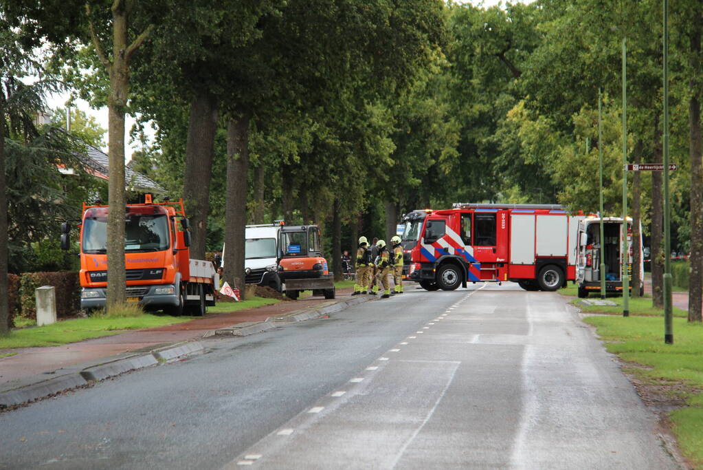 Gasleiding geraakt bij graafwerkzaamheden