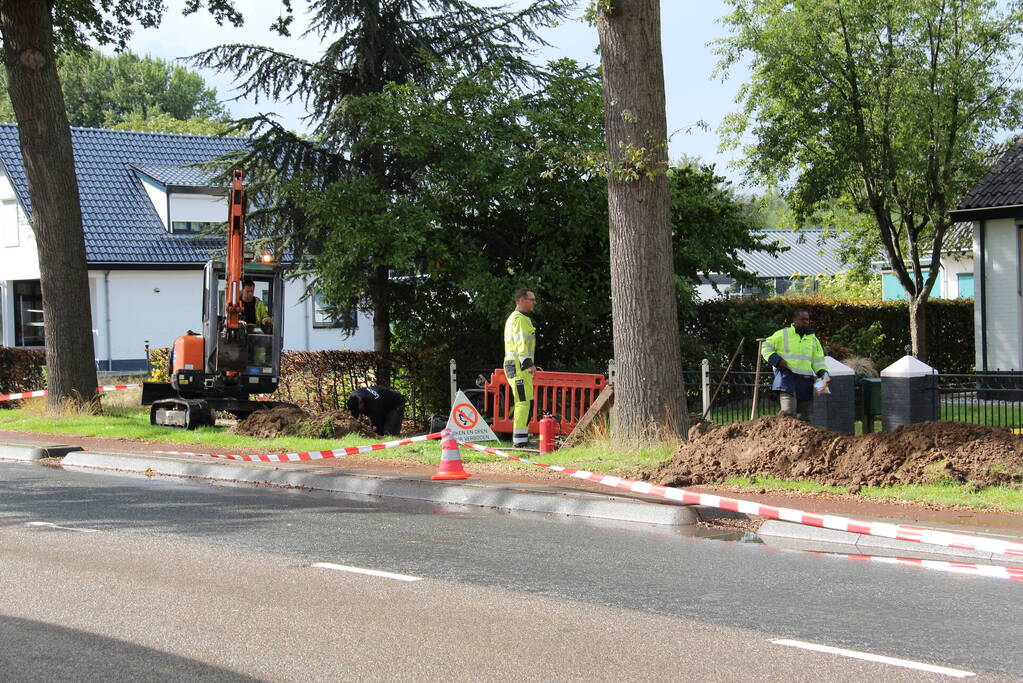 Gasleiding geraakt bij graafwerkzaamheden