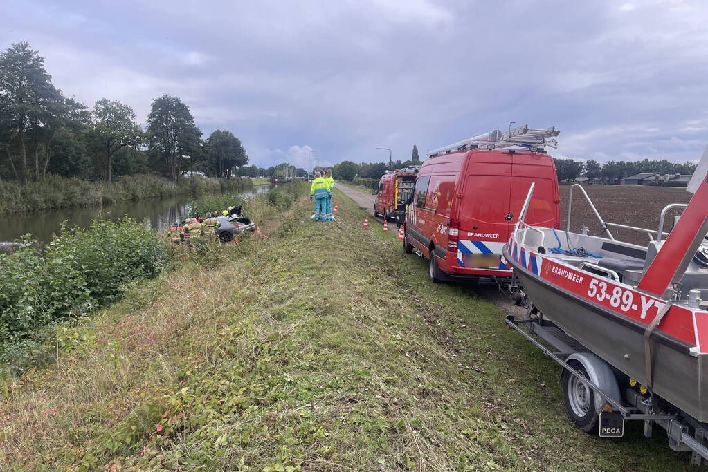 Auto belandt bijna te water
