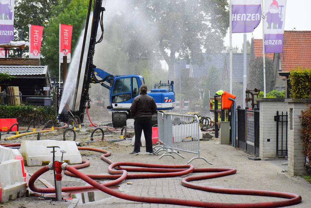 Hogedruk gasleiding geraakt tijdens werkzaamheden