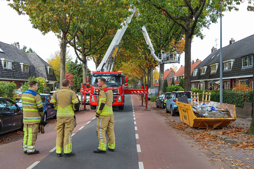 Weg afgesloten door gevaarlijk loshangende tak