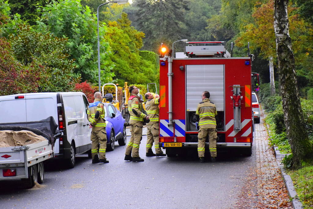 Gasleiding geraakt tijdens werk in voortuin