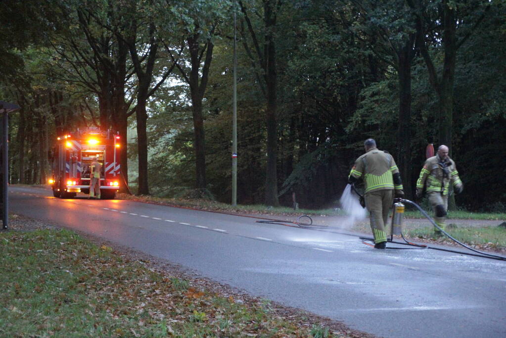 Wegdek spekglad door diesellekkage