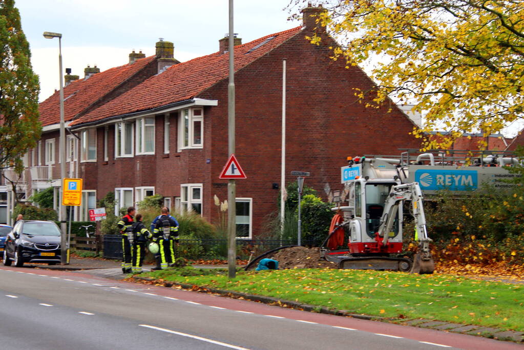 Gasleiding geraakt bij graafwerkzaamheden