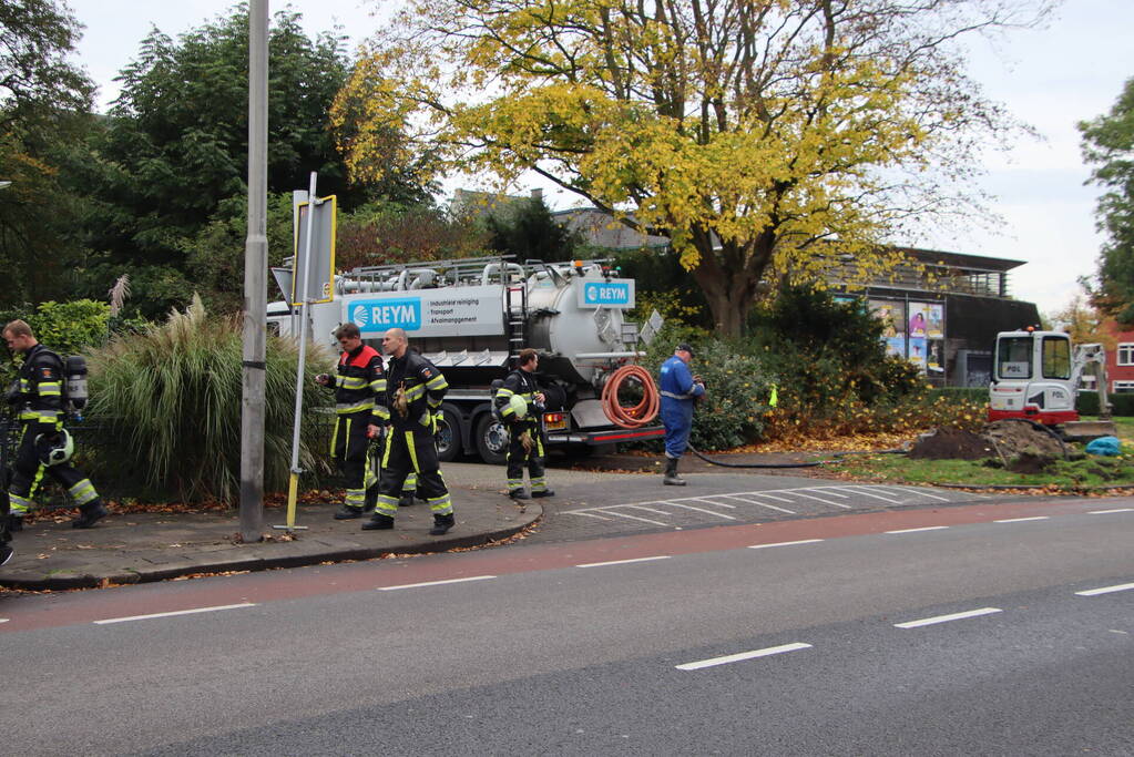 Gasleiding geraakt bij graafwerkzaamheden