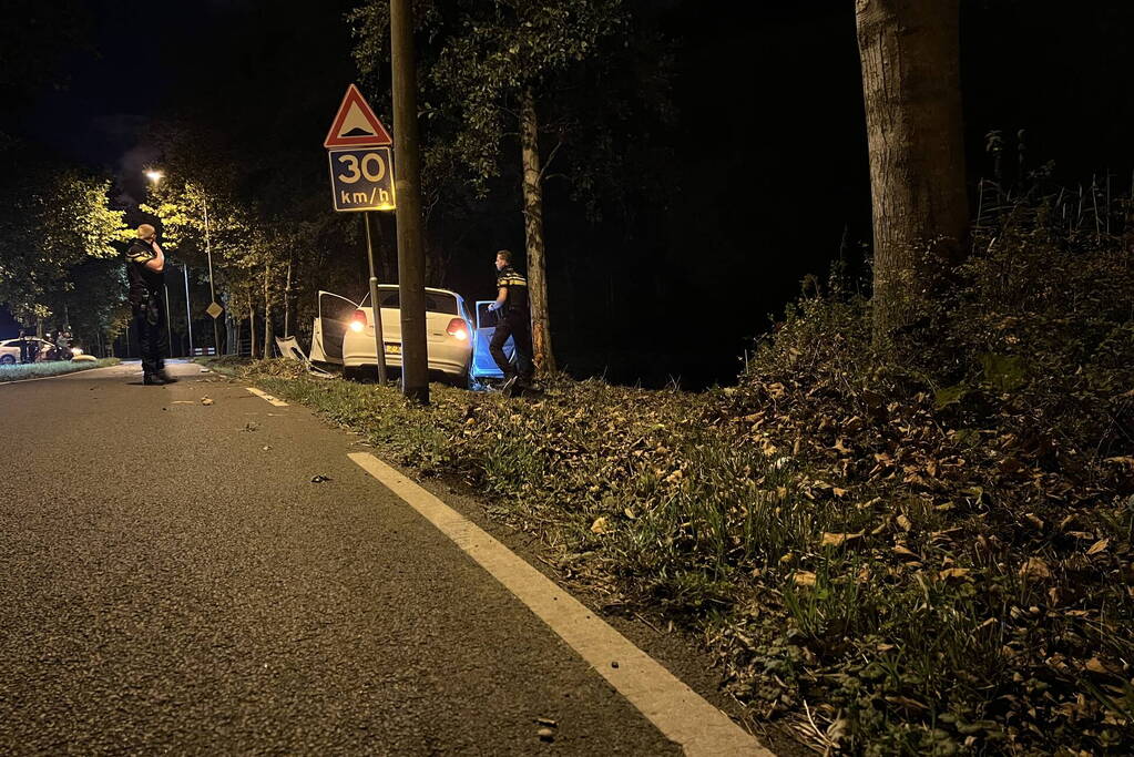 Automobilist vliegt uit de bocht en knalt tegen boom