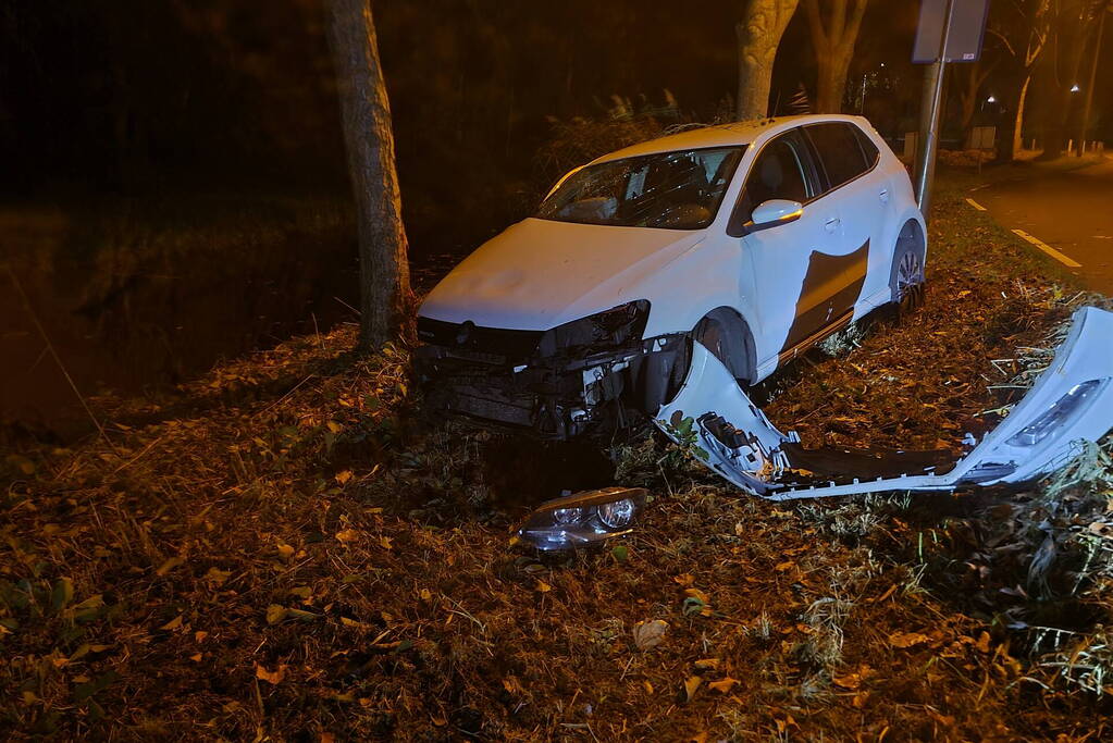 Automobilist vliegt uit de bocht en knalt tegen boom