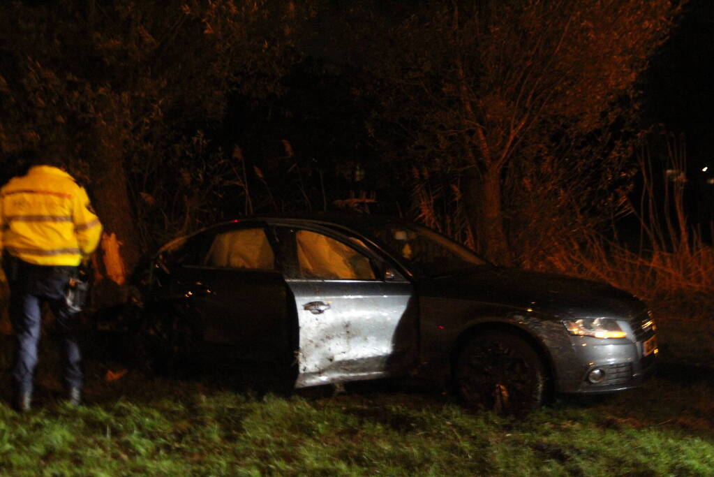 Gewonde en zware beschadiging na rammen boom