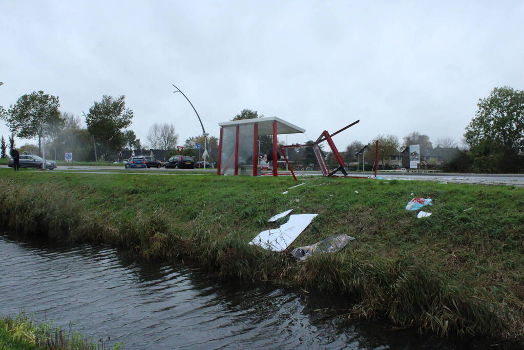 Automobilist ramt bushokje en boom