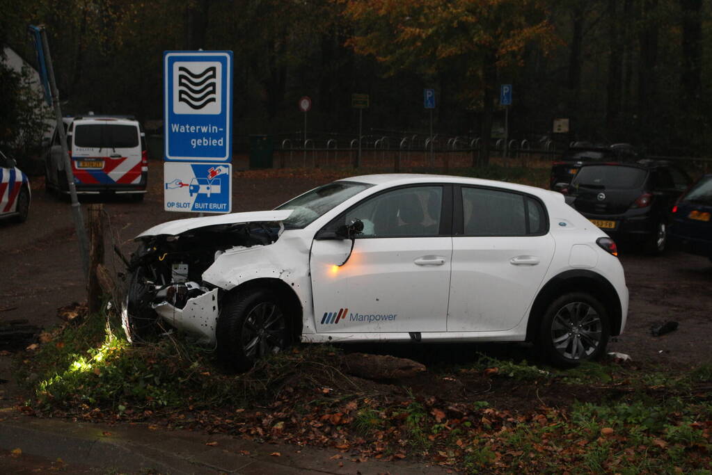 Auto klapt op paal