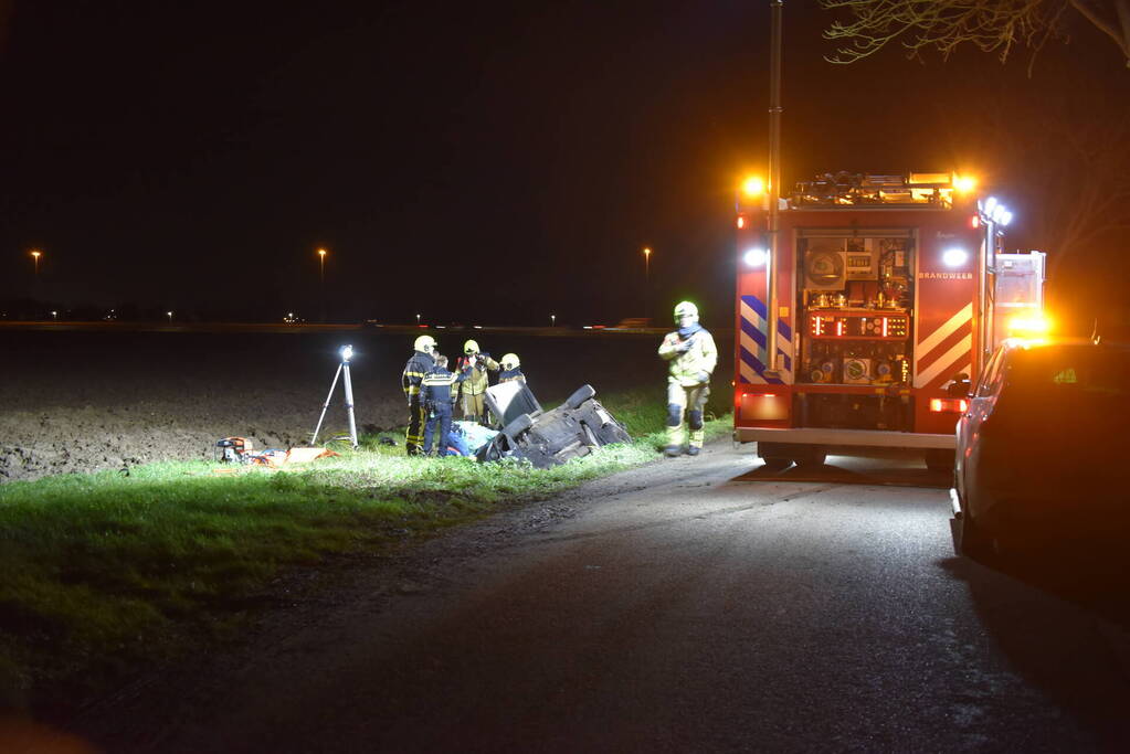 Auto vliegt uit de bocht en belandt in sloot