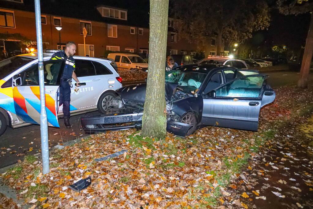 Automobilist eindigt tegen boom