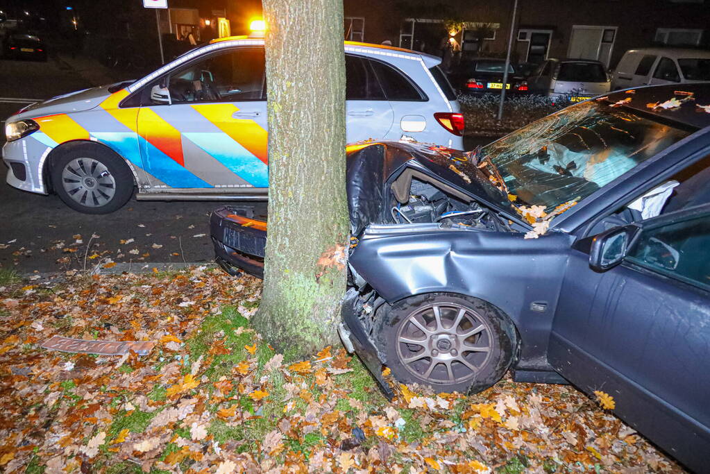 Automobilist eindigt tegen boom