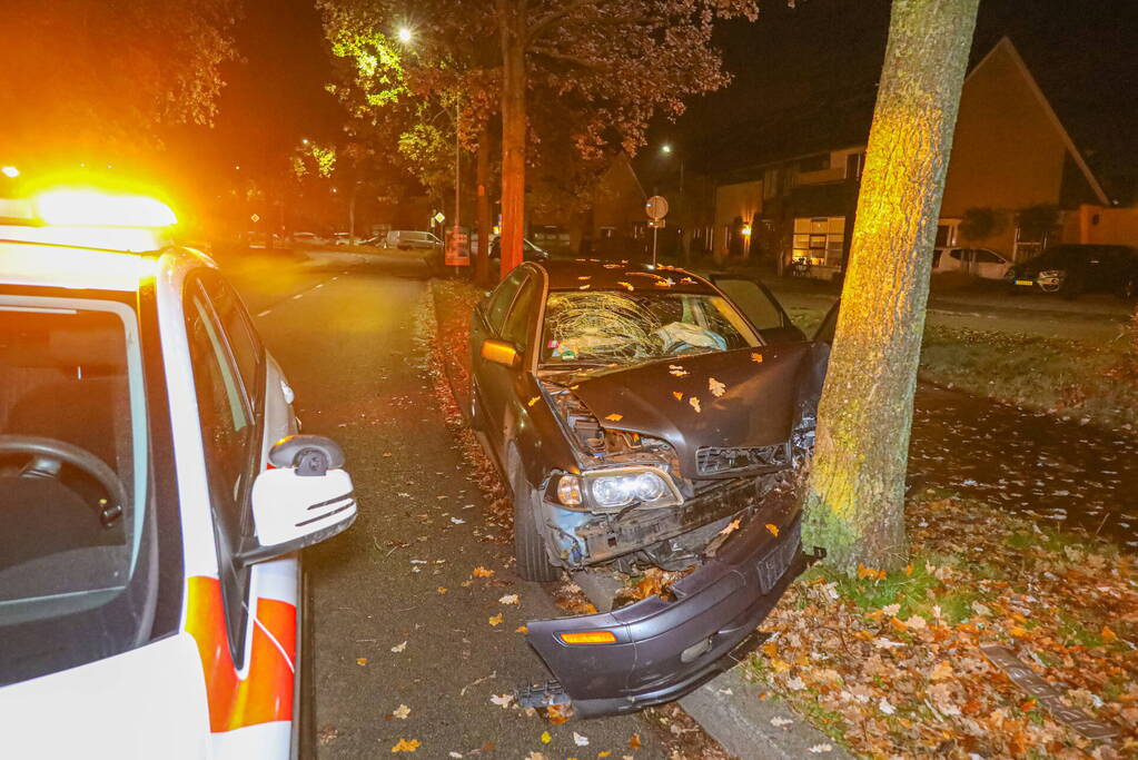 Automobilist eindigt tegen boom