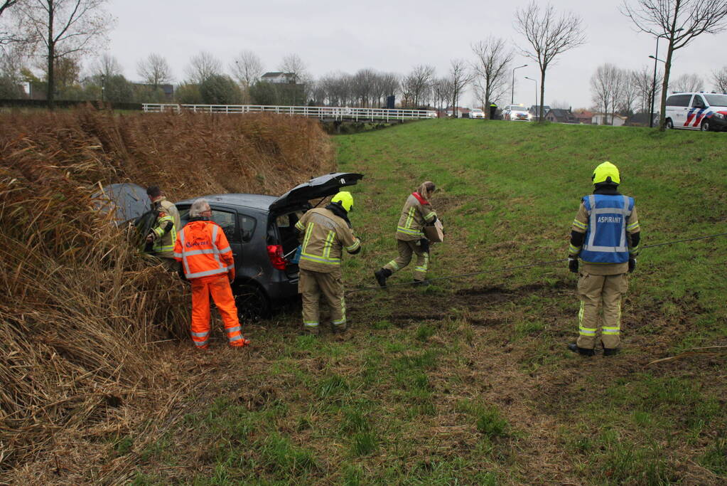 Auto belandt in sloot