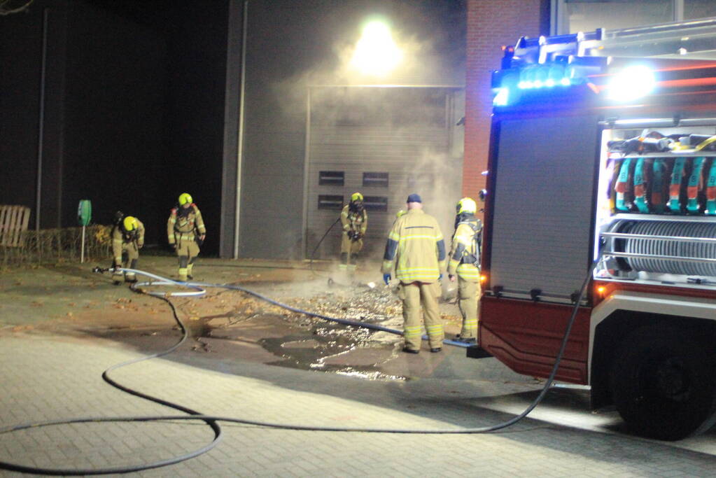 Brand in container tegen pand