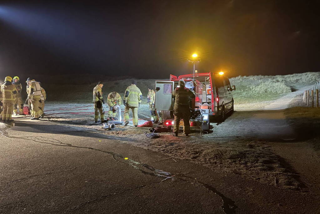 Grote brandweeroefening in duinen