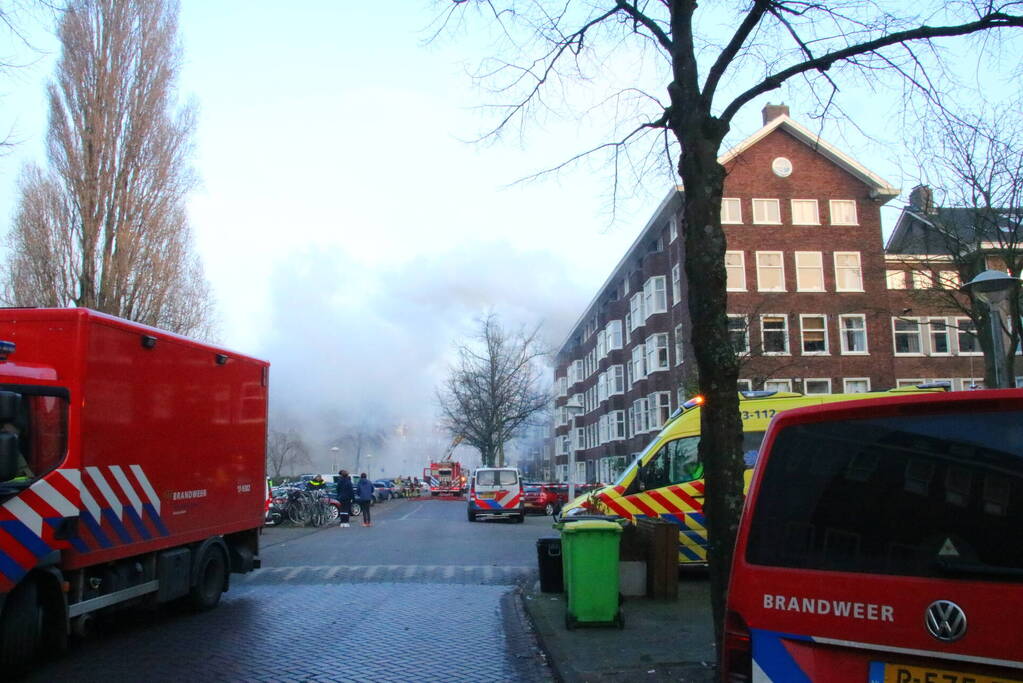 Moeilijk bereikbare brand in dak