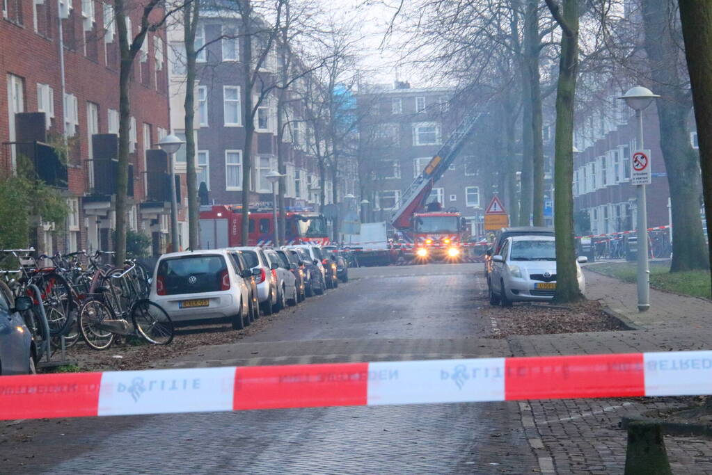 Moeilijk bereikbare brand in dak