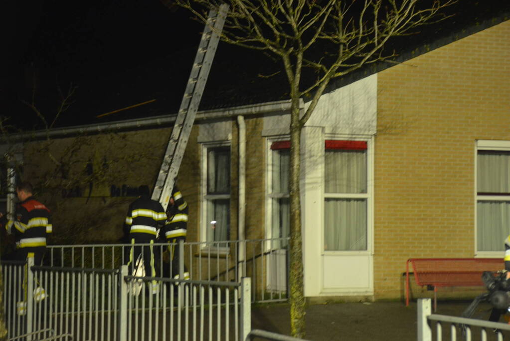Mogelijk brand op dak van school