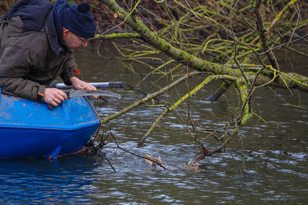 Brandweer redt gewonde eend