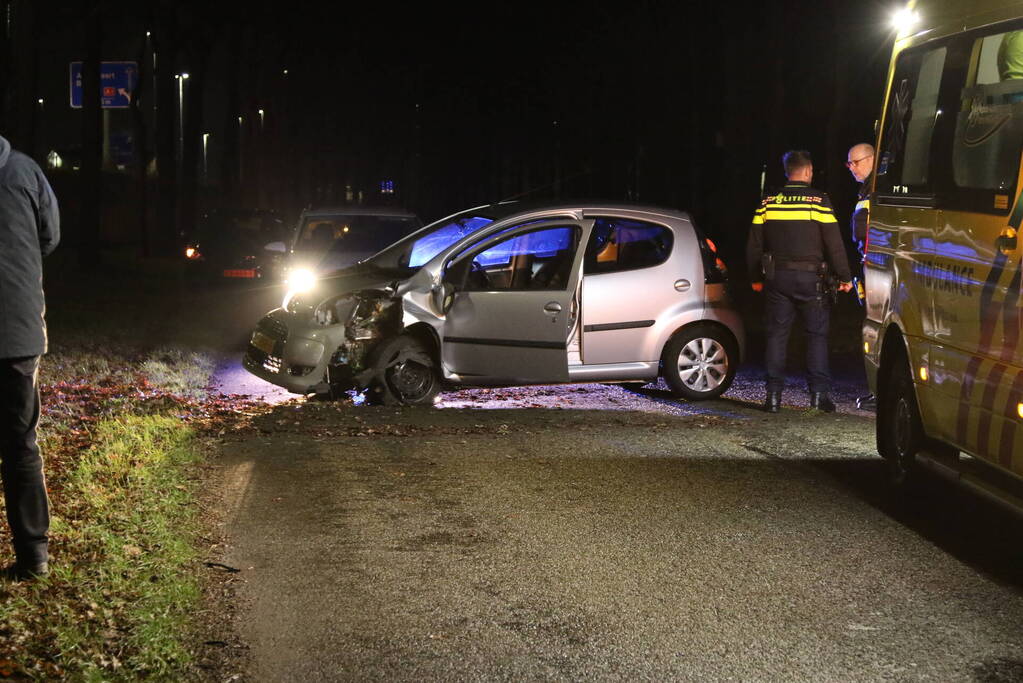 Auto raakt boom na uit de bocht vliegen