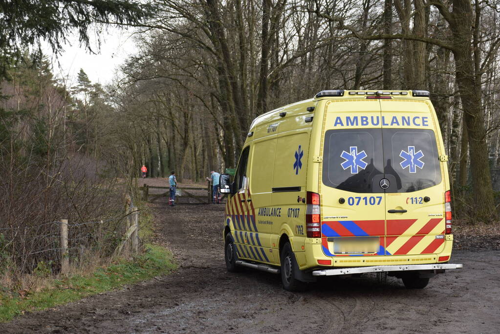 Ruiter ten val in bosgebied