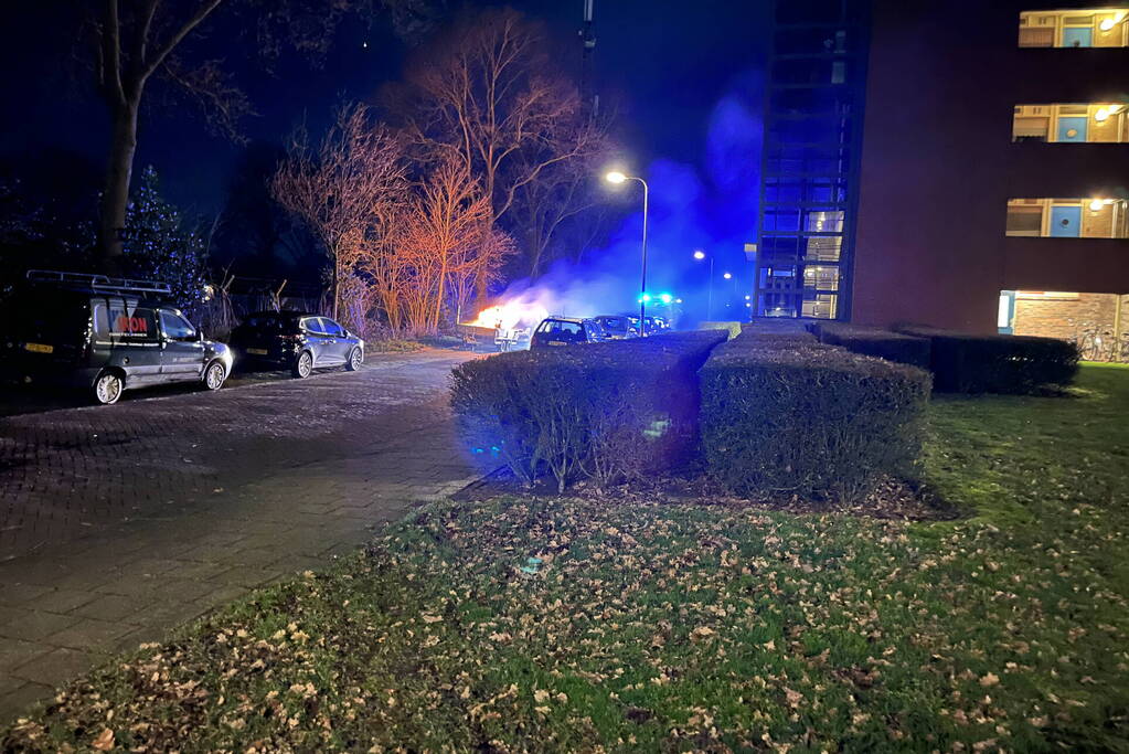 Aanhanger gaat in vlammen op