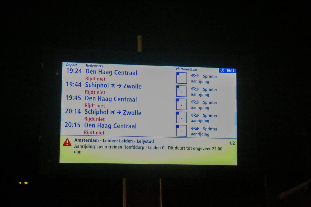 Geen treinen tussen Amsterdam en Leiden na ongeval