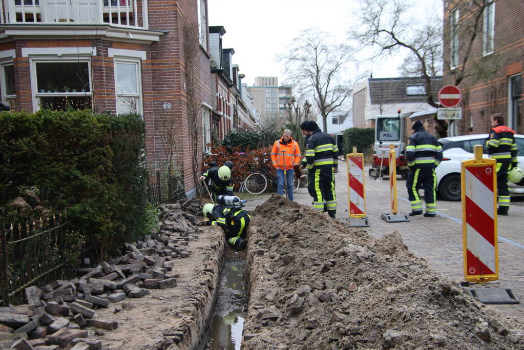 Gasleiding geraakt bij werkzaamheden