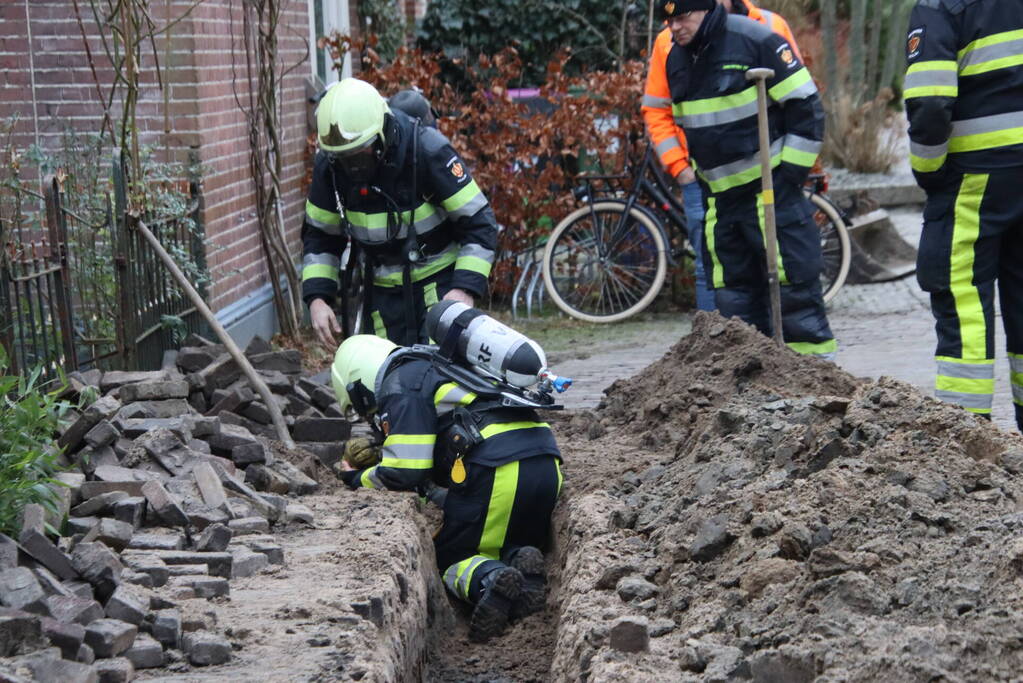 Gasleiding geraakt bij werkzaamheden