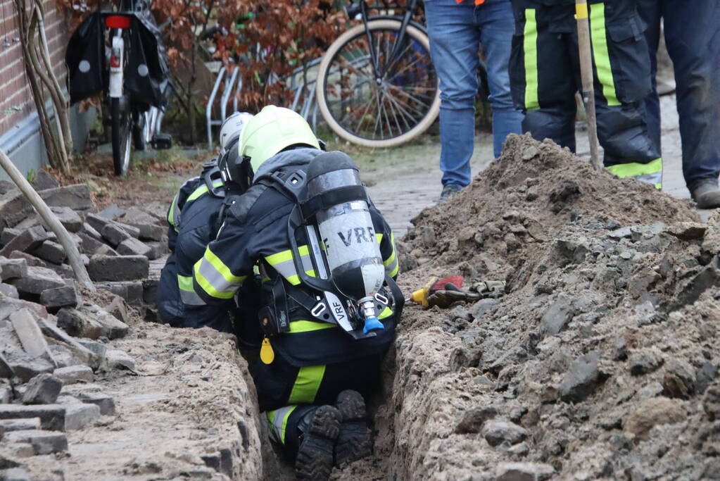 Gasleiding geraakt bij werkzaamheden