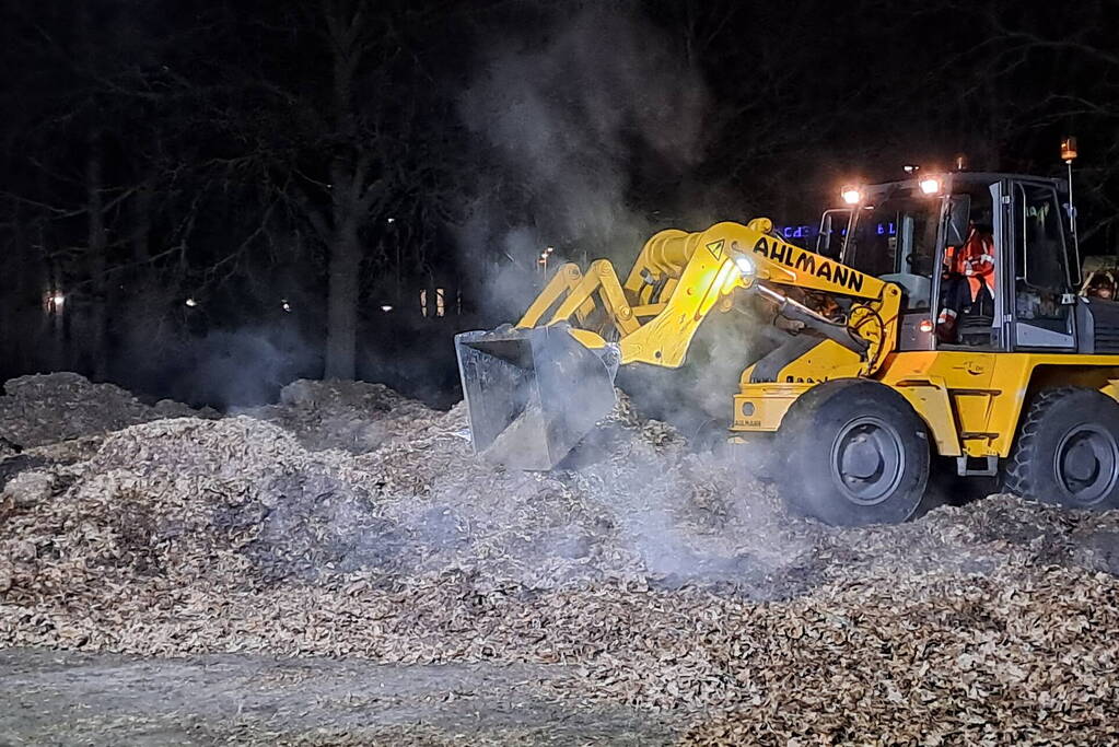 Brand in berg met bladeren