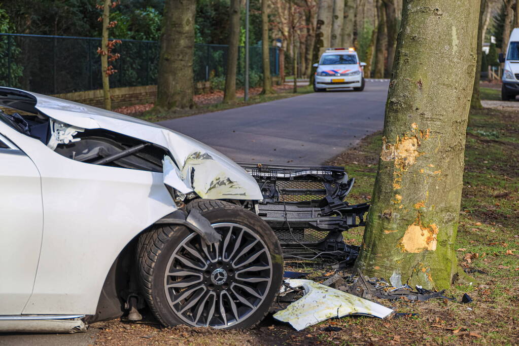 Mercedes eindigt tegen boom