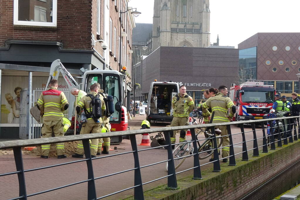 Gasleiding geraakt bij graafwerkzaamheden