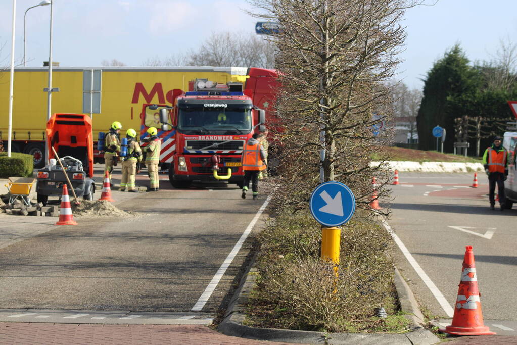 Gasleiding geraakt bij graafwerkzaamheden