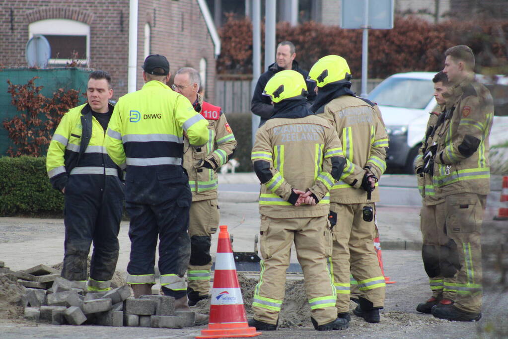 Gasleiding geraakt bij graafwerkzaamheden