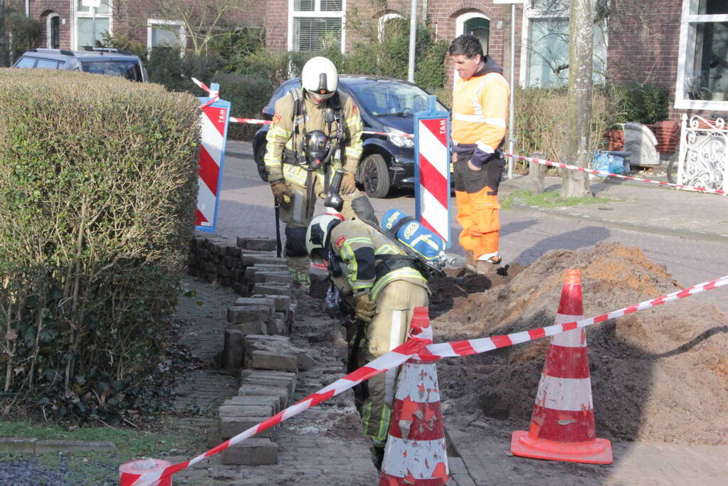 Gasleiding geraakt bij werkzaamheden