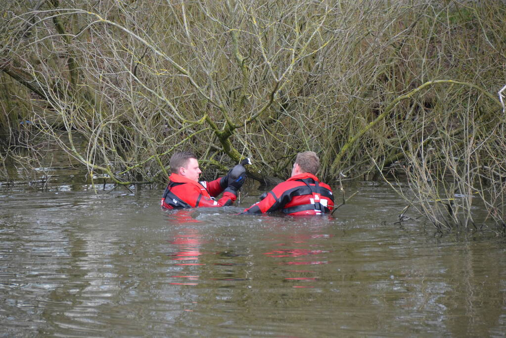 Meerkoet raakt verstrikt en wordt gered door brandweer
