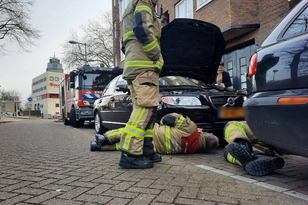 Brandweer bevrijdt kat uit motorcompartiment